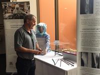 Visitor examines orthopaedic implants