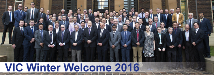 The attendees at the Winter Welcome 2016 gathered on the steps of the venue.