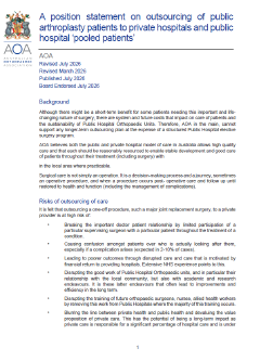 A position statement on outsourcing of public arthroplasty patients to private hospitals and public hospital ‘pooled patients’.2