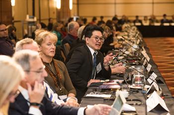 Siaw Kang Ho, representing the Skin Cancer College of Australia, during question at the Plenary Session at the 2019 APEC Forum
