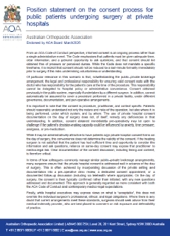 Position statement on the consent process for public patients undergoing surgery at private hospitals.2